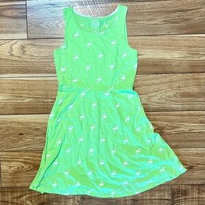 SO Lime Flamingo Print Kids Dress
